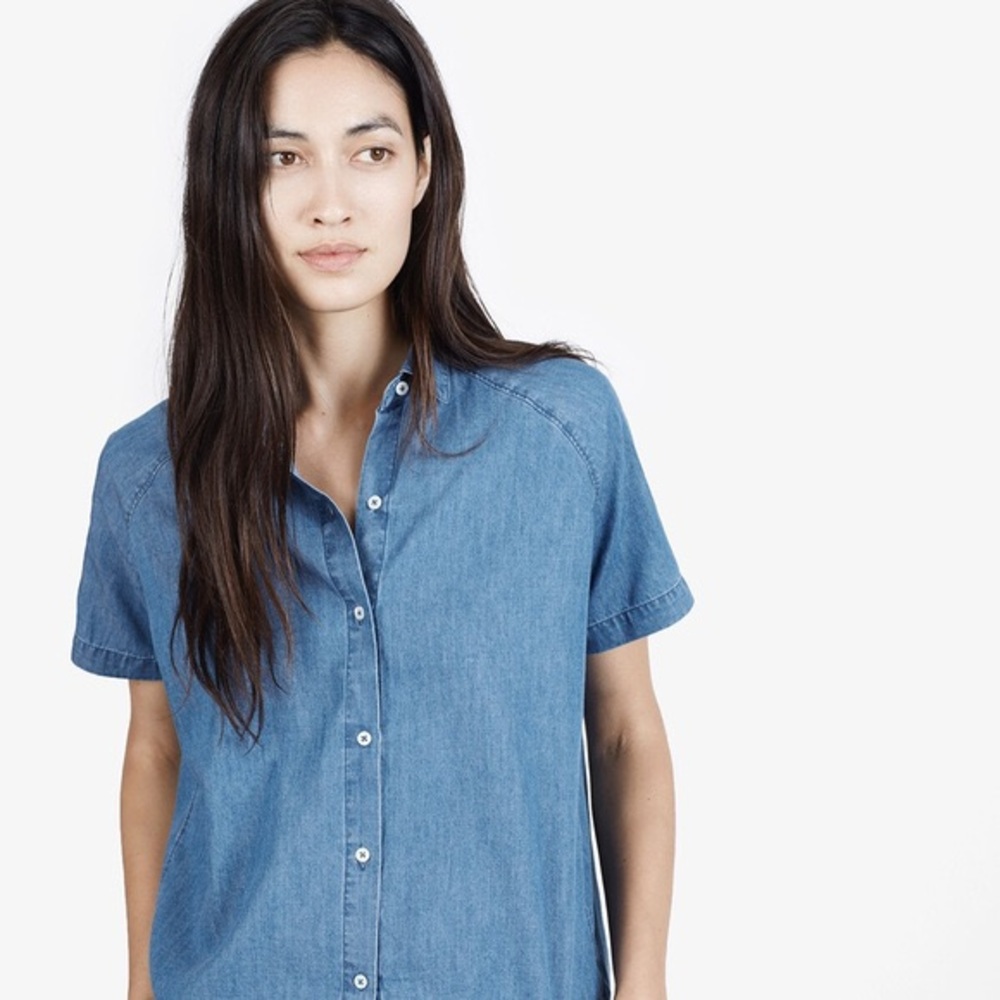 Everlane Short Sleeve Button Denim Shirt